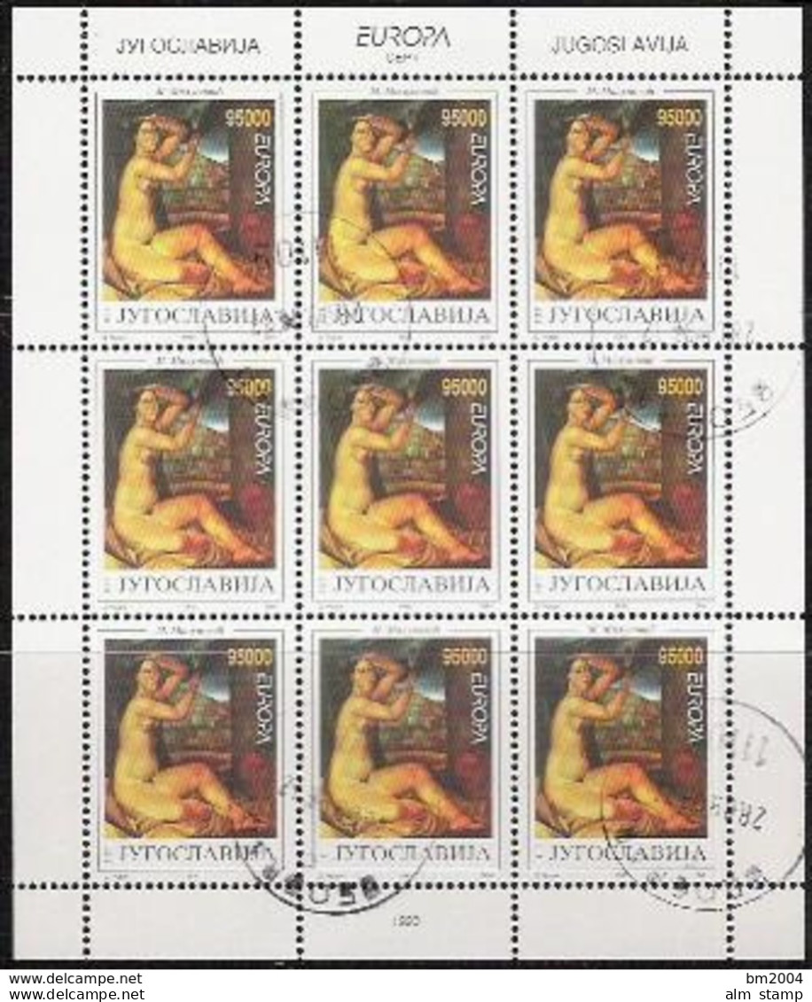 1993 Jugoslawien  Mi. 2603-4 FD- Used    Sheet   Europa  Zeitgenössische Kunst. - 1993