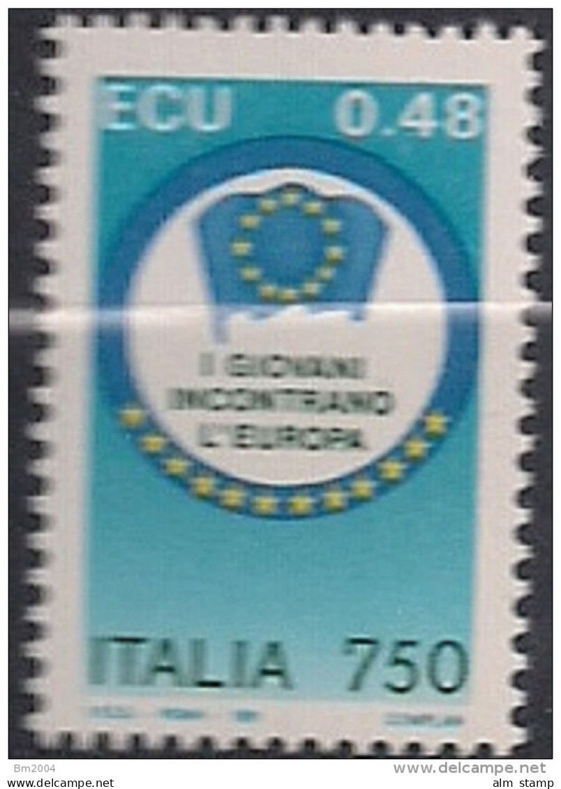 1991 Italien Mi. 2175 **MNH   0,48 ECU  Euro. Jugendtreffen Venedig - Europese Gedachte