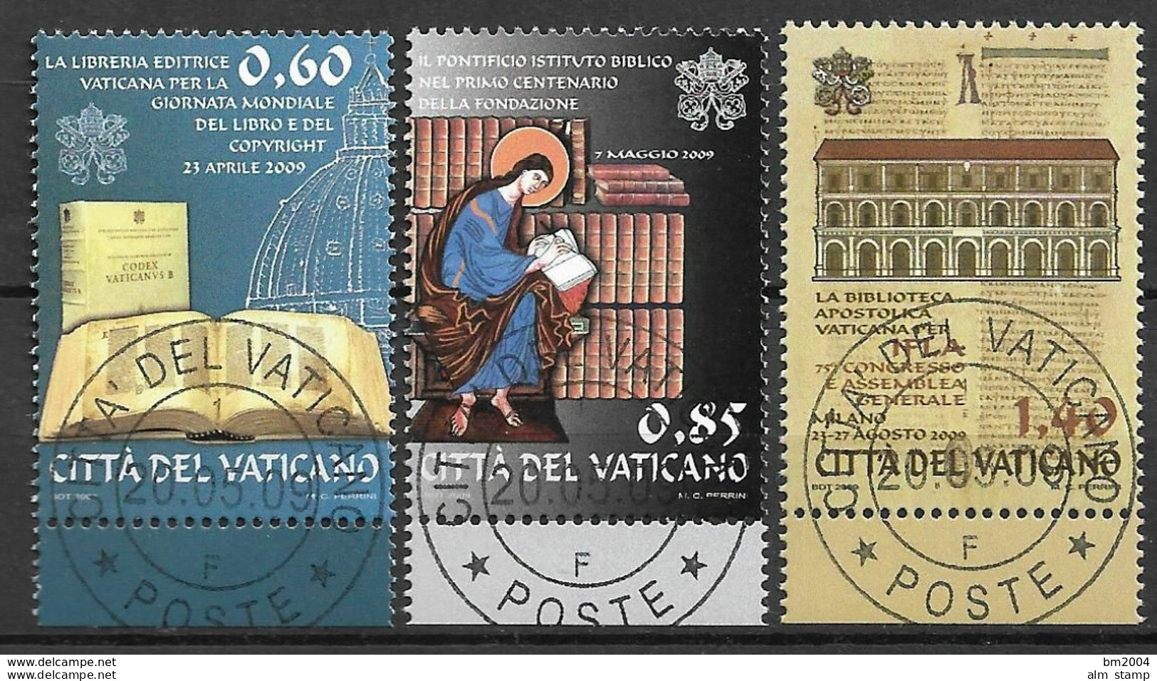 2009 Vatikan Mi. 1642-4 FD-used  Internationales Jahr Des Buches Und Des Autorenrechts, - Oblitérés