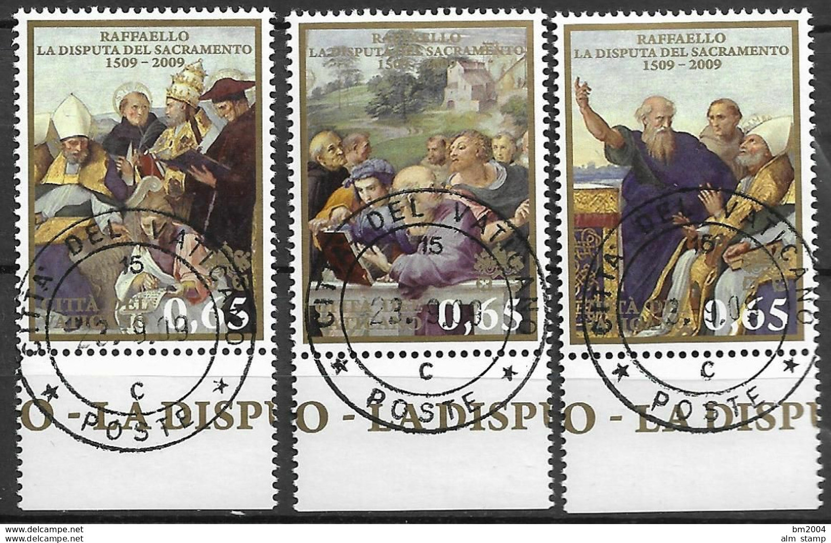 2009 Vatikan Mi. 1648-50 FD-used   500 Jahre Fresko „Disputation Des Allerheiligsten Altarsakraments“ - Used Stamps