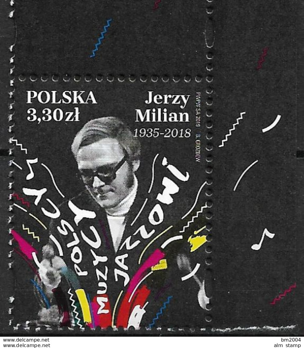 2019 Polen Mi. 5149  **MNH   Polnische Jazzmusiker. :Jerzy Milian - Neufs