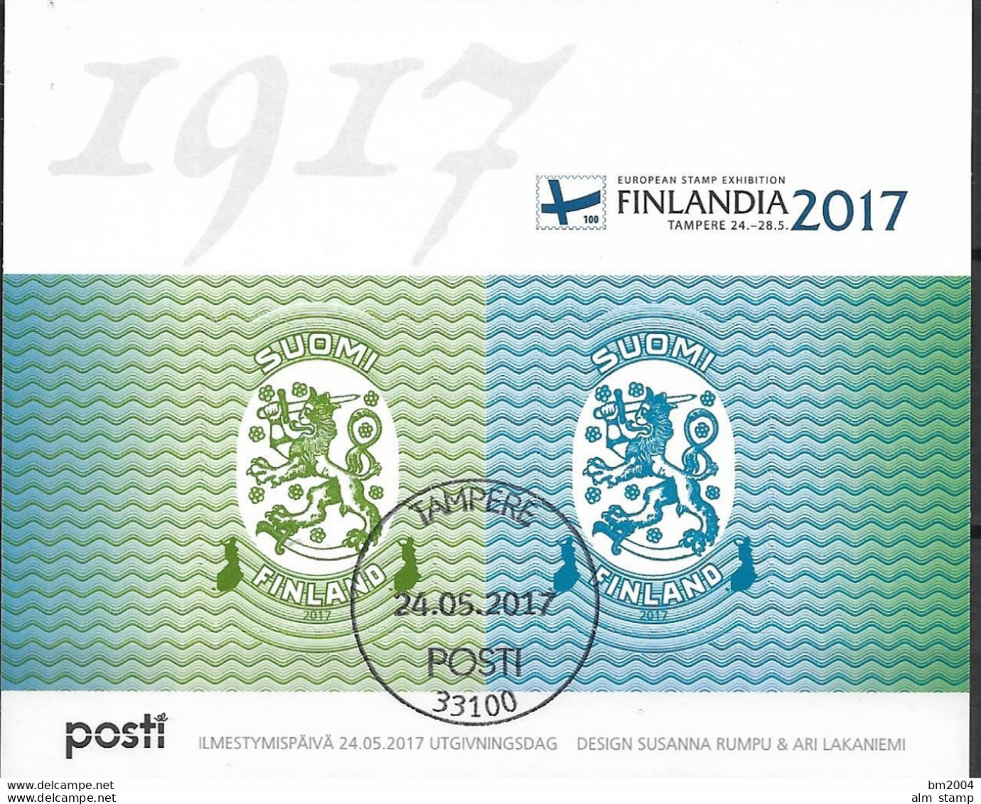 2017 Finnland Mi. Bl. 94 FD-used  100. Jahrestag Der Freimarkenausgabe „Finnisches Wappen - Gebraucht