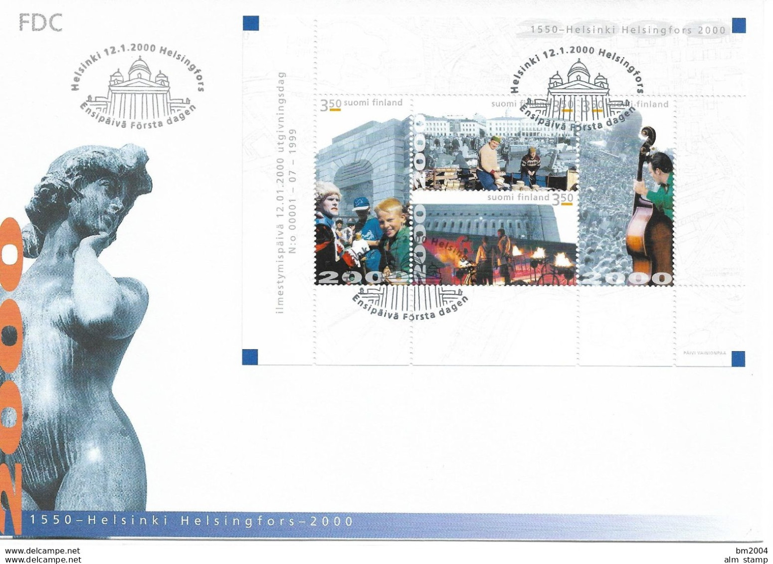 2000 Finnland Mi. H-Blatt 58 + 59 FDC  Helsinki - Kulturhauptstadt Europas 2000; 450 Jahre Stadt Helsinki. - 2000