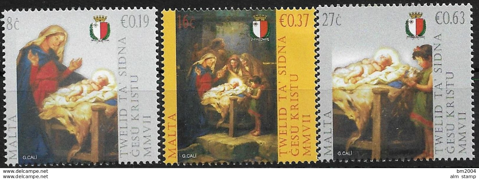 2007 Vatikan Mi. 1597-9  Malta  1547-9 **MNH  Weihnachten - Joint Issues