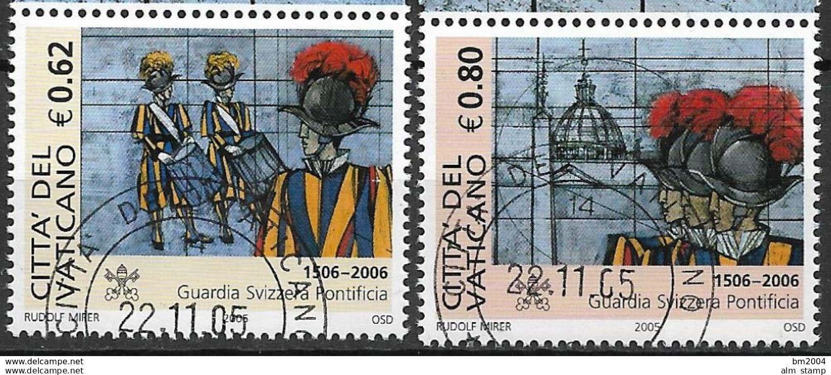 2005. Vatikan Mi. 1538-9 FD-used  500 Jahre Päpstliche Schweizergarde - Used Stamps