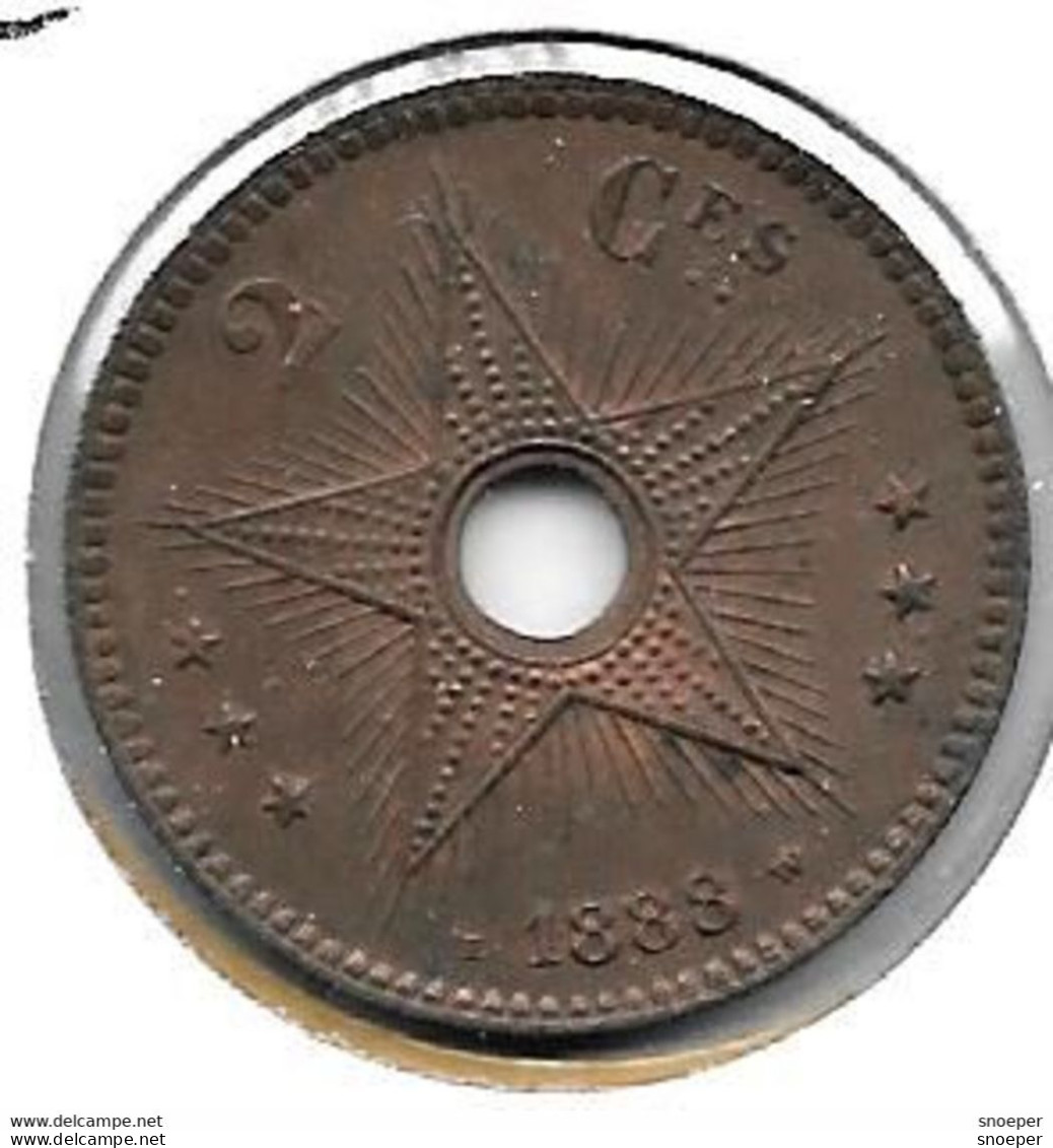 Belgian Congo 2 Centimes 1888 Km 2   Xf+/ms60 !! Look !!!! - 1885-1909: Leopoldo II