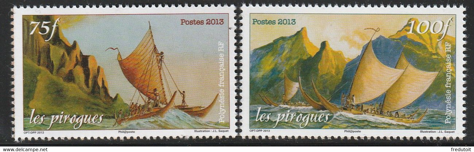 POLYNESIE - N°1042/3 ** (2013) Pirogues - Neufs