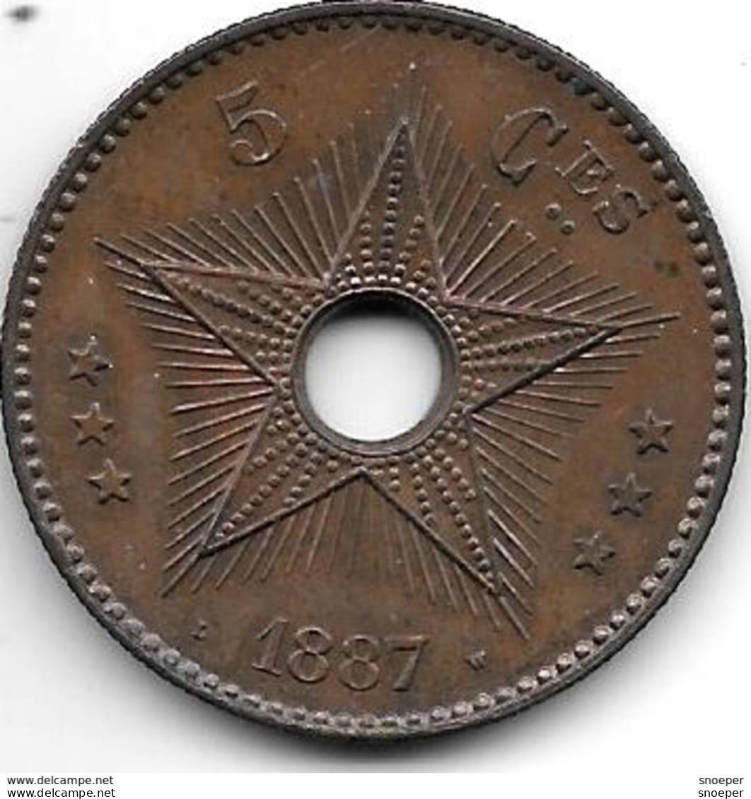 *congo 5 Centimes 1887  Km3 Xf+!!!! - 1885-1909: Leopold II.