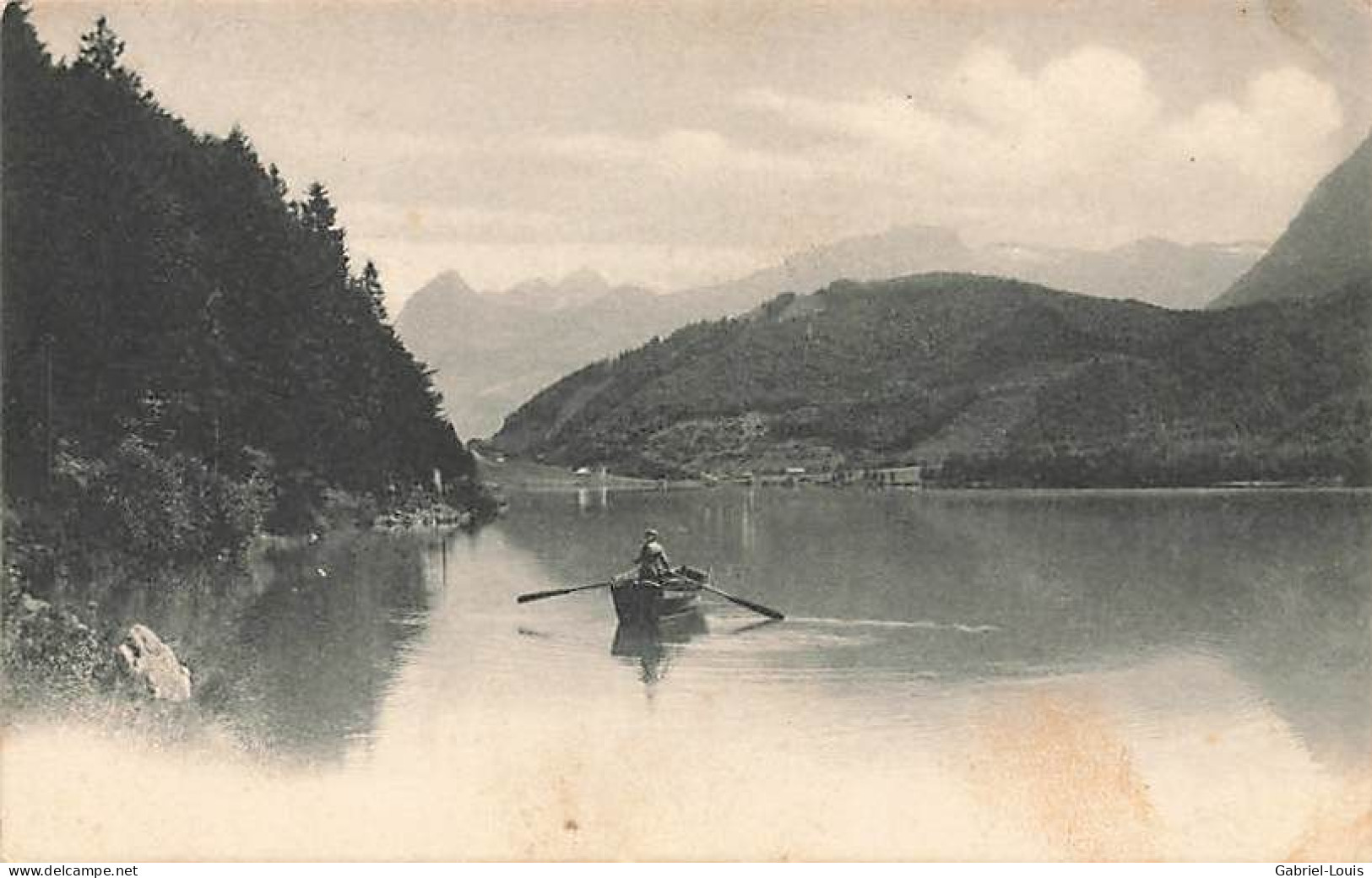 Bergsee Boot See Cachet Bulach Lac De Montagne Barque 1912 - Mon