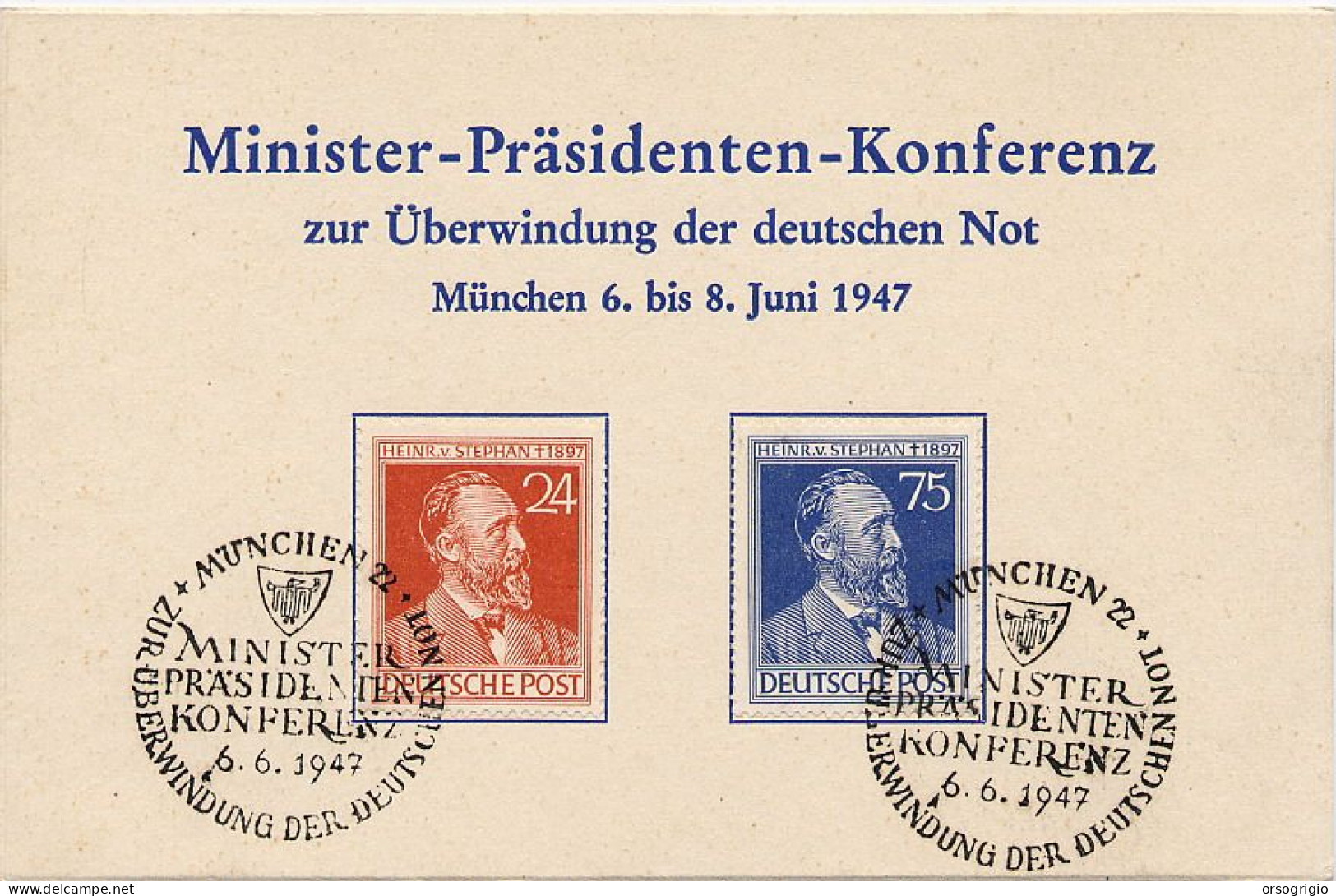 GERMANY - DEUTSCHE - FDC 1947 -  MINISTER PRESIDENTEN KONFERENZ    Perfect  Luxe - 1948-1960