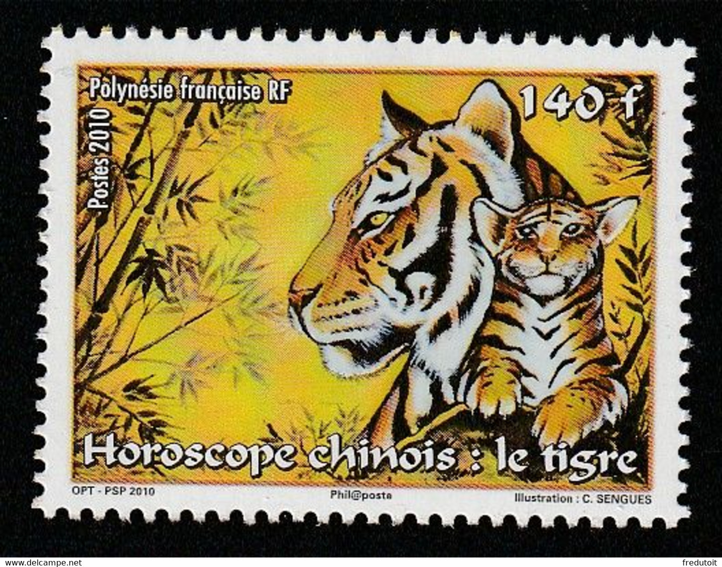 POLYNESIE - N°899 ** (2010) Horoscope Chinois : Le Tigre - Neufs