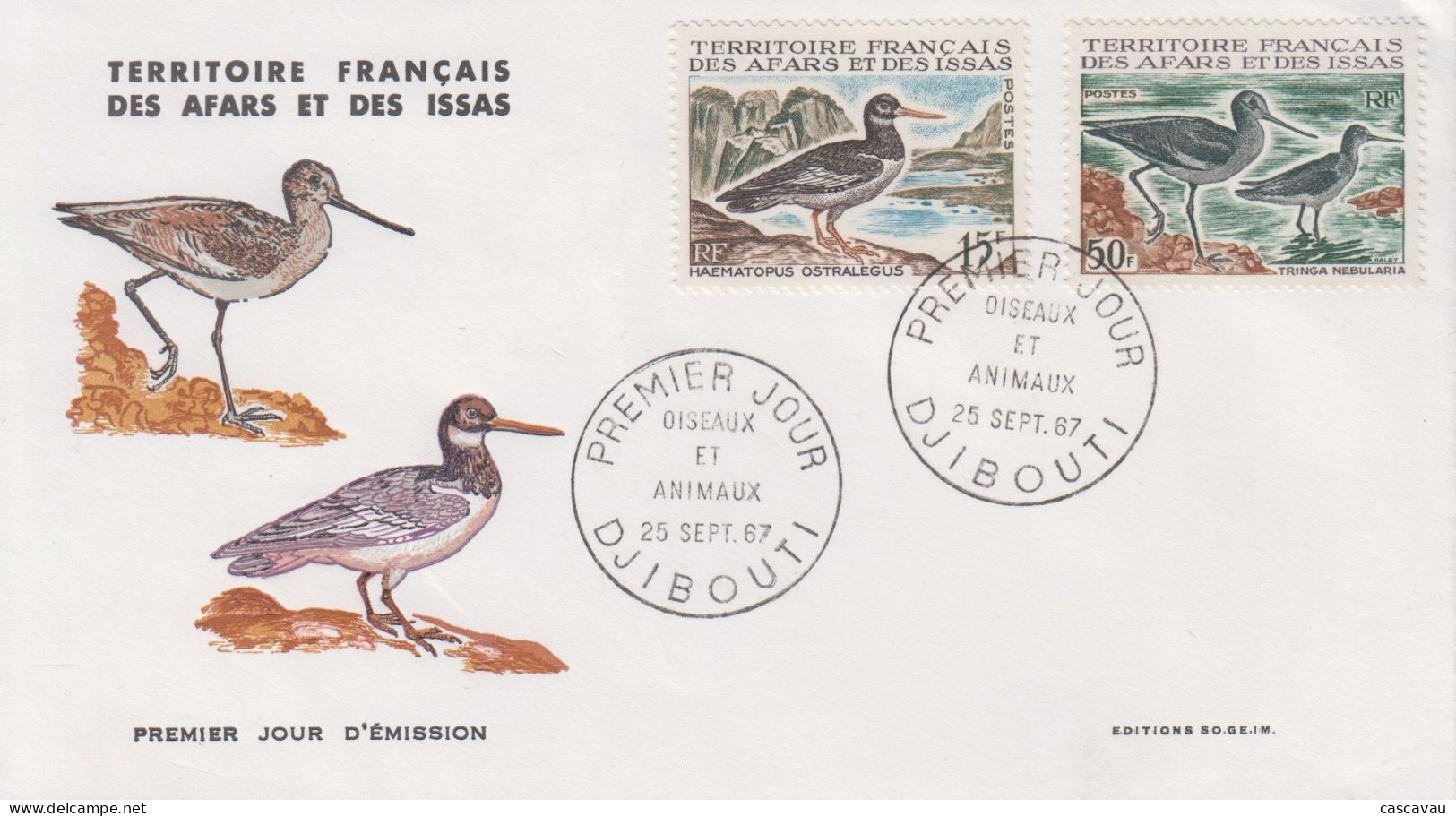 Enveloppe  FDC  1er  Jour   TERRITOIRE  FRANCAIS   Des   AFARS  Et  ISSAS    Oiseaux    1967 - Andere & Zonder Classificatie