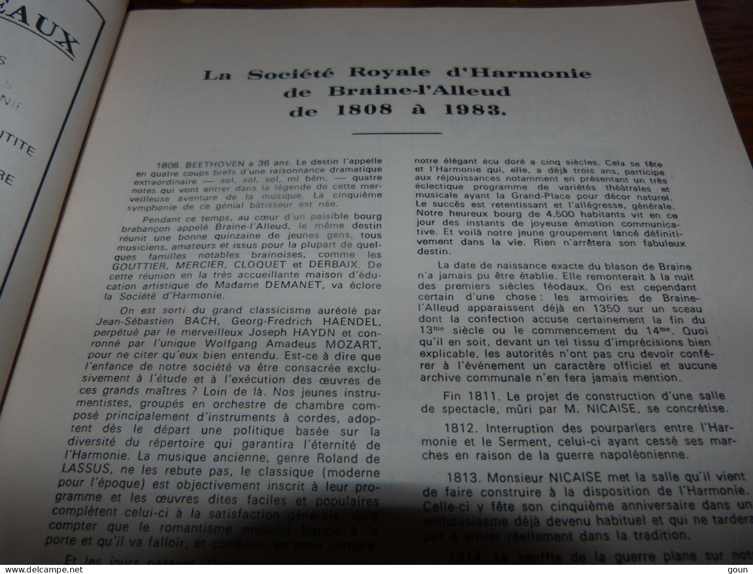 Livre édité pour les 175 ans de la société royale d'harmonie de Braine l'Alleud - photos pubs locales etc 32p format A4