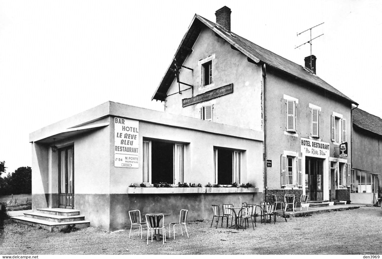 MANZAT (Puy-de-Dôme) - Hôtel-Restaurant Au Rêve Bleu, F. Porte, Le Pont De La Gane - Tirage D'éditeur N&B Non Dentelé - Manzat