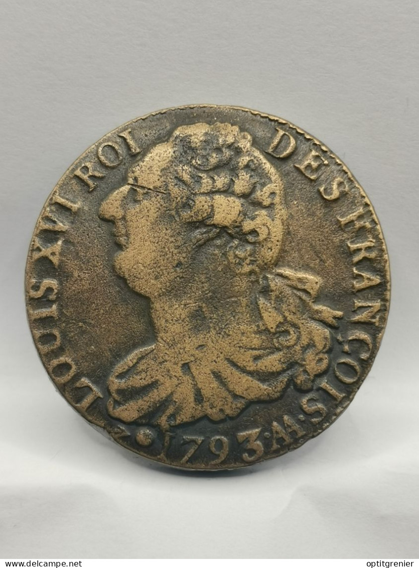 2 SOLS AU FAISCEAU 1793 AA METZ LOUIS XVI TYPE FRANCOIS / 32mm 22.77g - 1792-1804 Erste Französische Republik