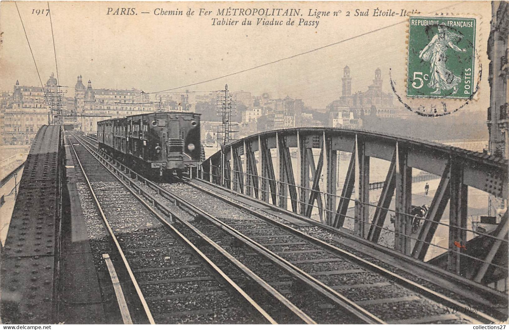 PARIS- CHEMIN DE FER METROPOLITAIN , LINGE N°2 SUD ETOILE-ITALIE TABLIER DU VIADUC DE PASSY - Public Transport (surface)