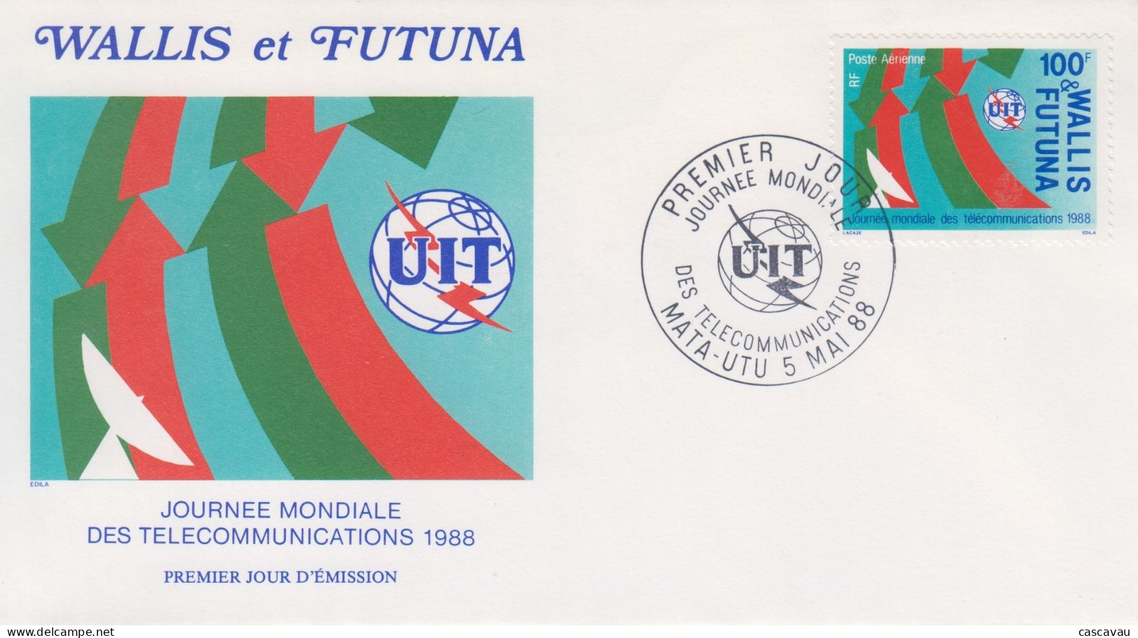 Enveloppe  FDC   1er   Jour     WALLIS  Et  FUTUNA    Journée   Mondiale  Des  Télécommunications    1988 - FDC