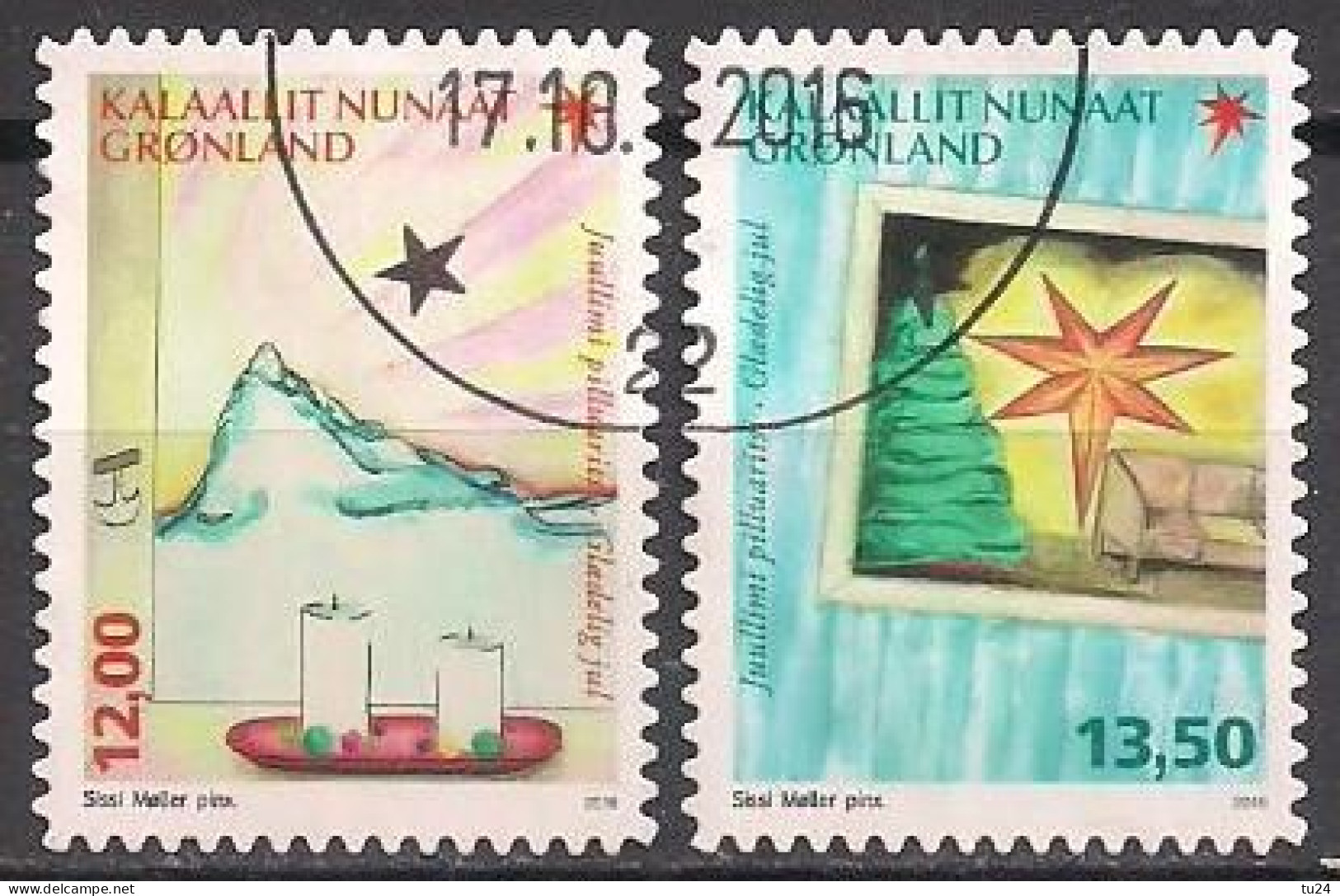 DK - Grönland  (2016)  Mi.Nr.  743 + 744  Gest. / Used  (9hd07)  MH / From Booklet - Gebraucht