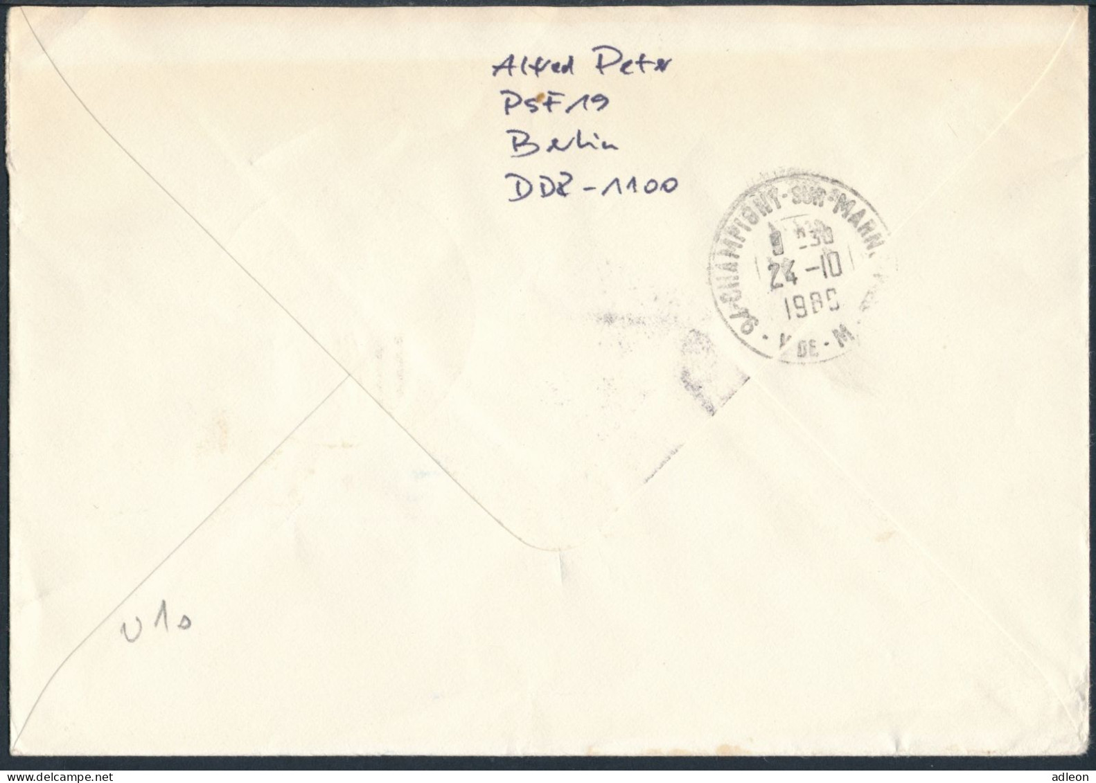 RDA - Entier Postal / DDR - Ganzsachen Mi.Nr. U10 SSt Berlin 17-10-1989 Nach Champigny (Frankreich) - Briefomslagen - Gebruikt