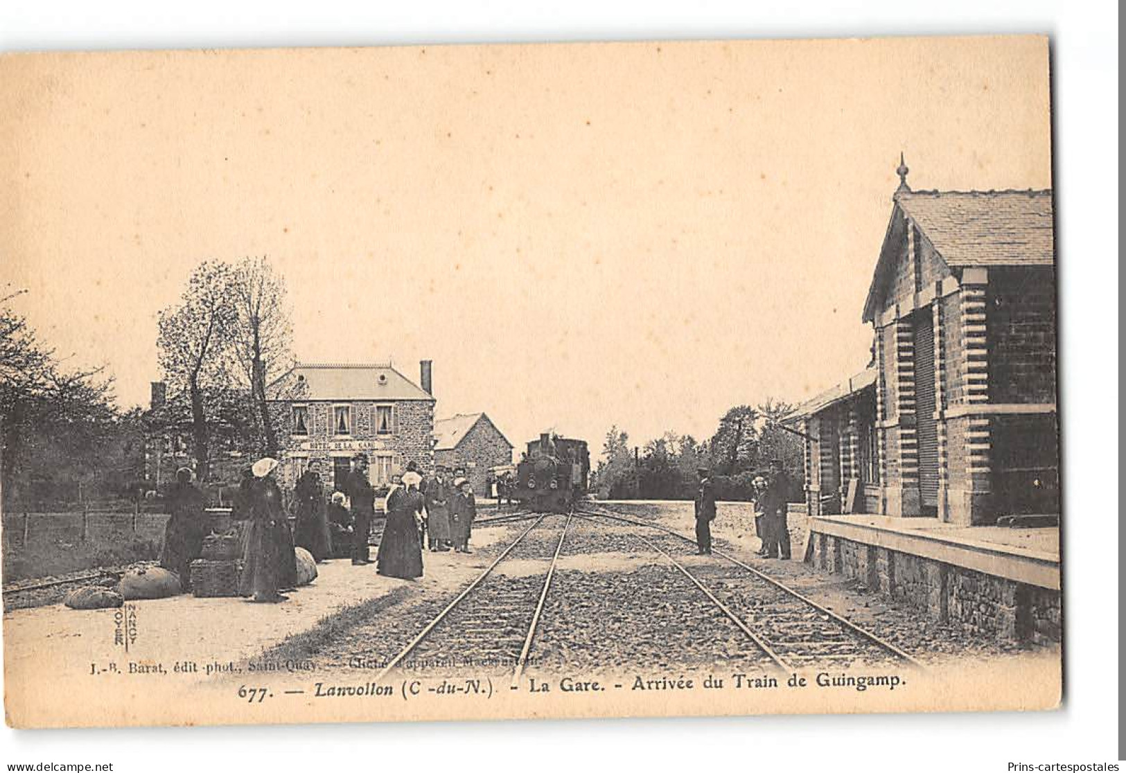 CPA 22 Lanvollon La Gare Train De Guingamp Tramway  - Lanvollon