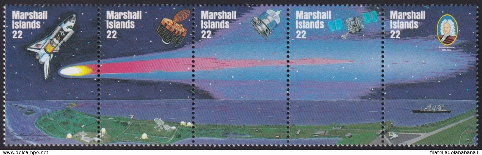 F-EX40098 MARSHALL MNH 1986 COSMOS SPACE HALLEY COMENT TRIP. - Ozeanien