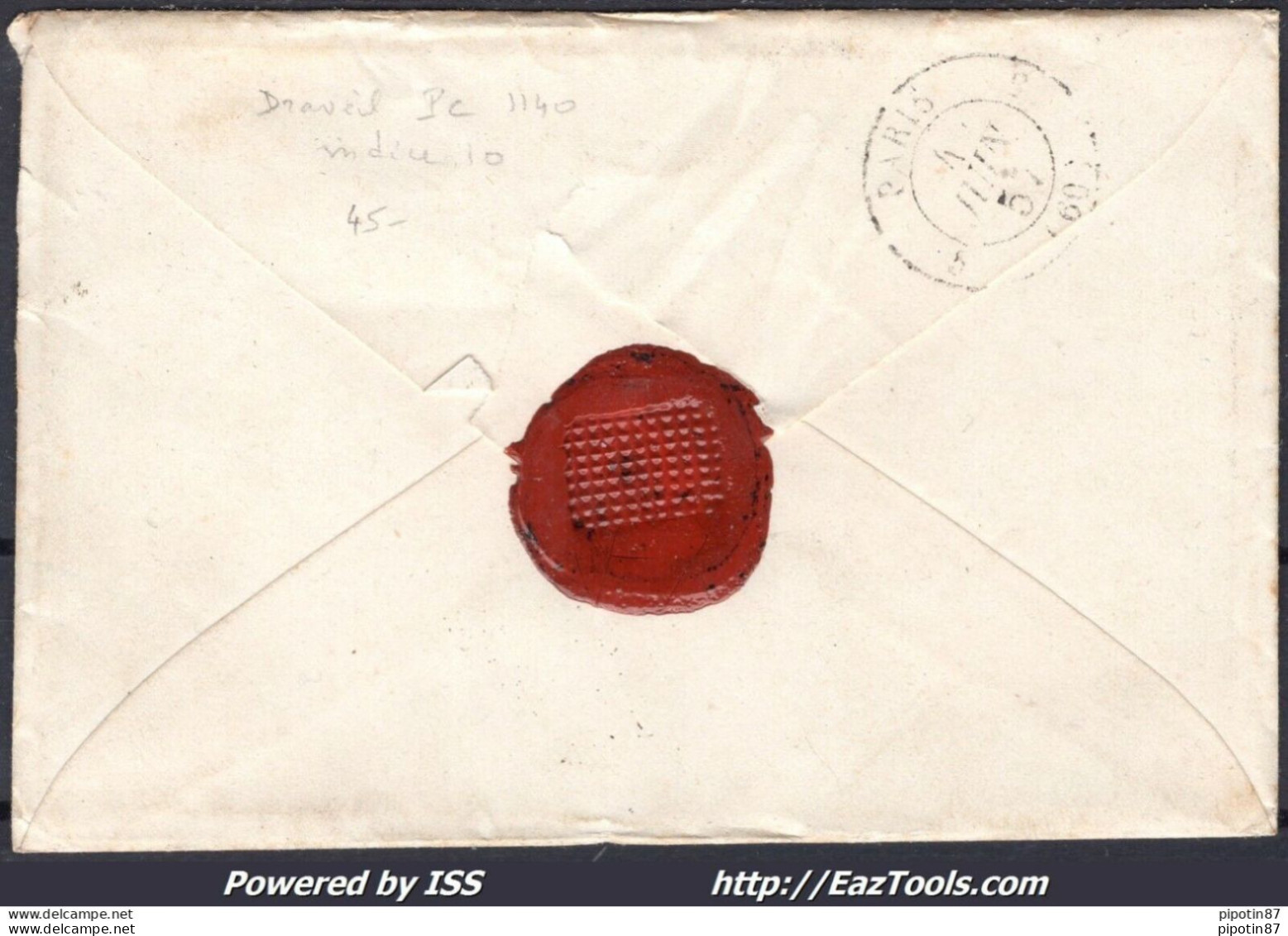 FRANCE N°14A SUR LETTRE PC 1140 DRAVEIL SEINE ET OISE + CAD DU 04/06/1857 - 1853-1860 Napoleon III