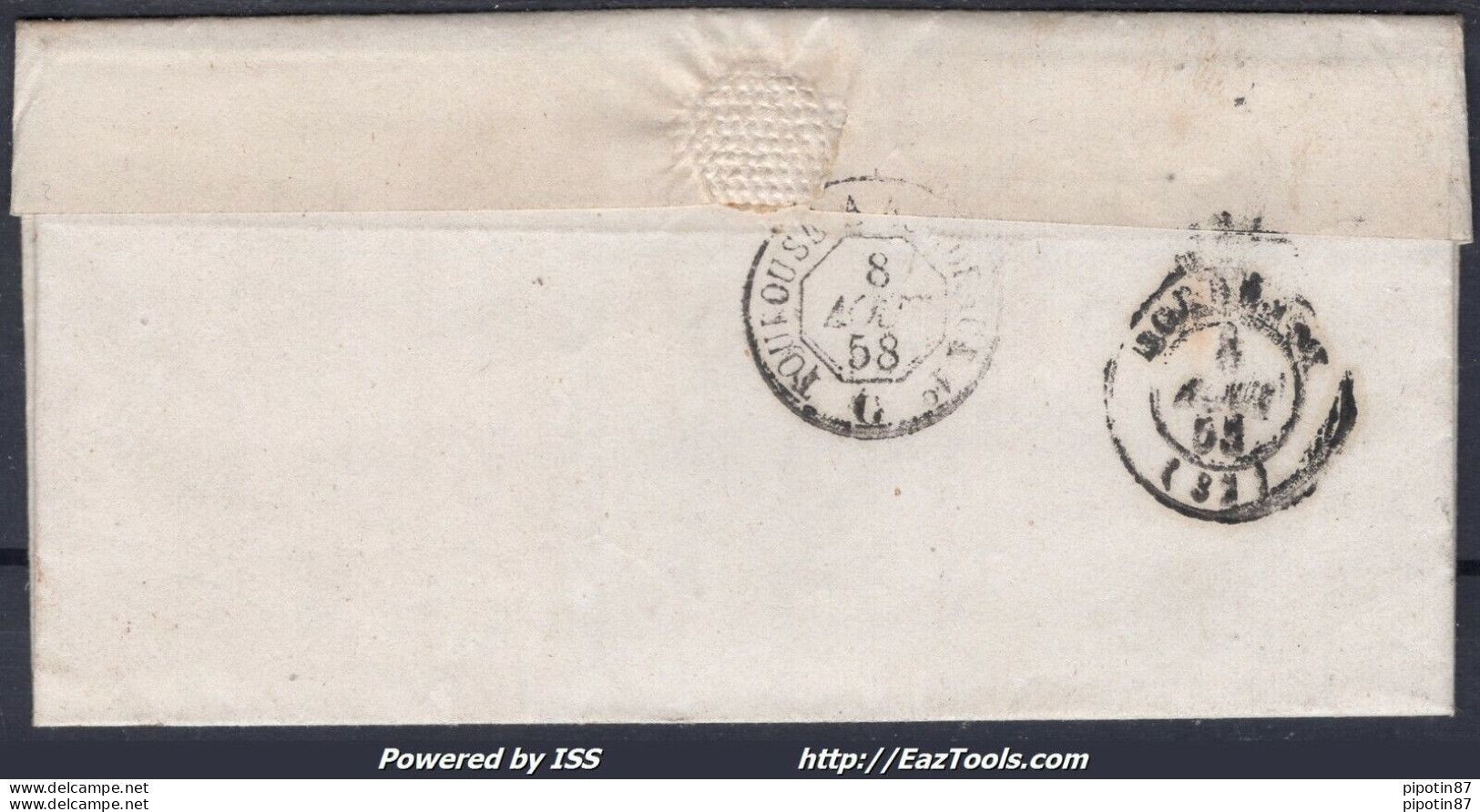 FRANCE N°14A SUR LETTRE PC 1816 LUZECH LOT + CACHET A DATE PERLÉ DU 07/08/1858 - 1853-1860 Napoleon III