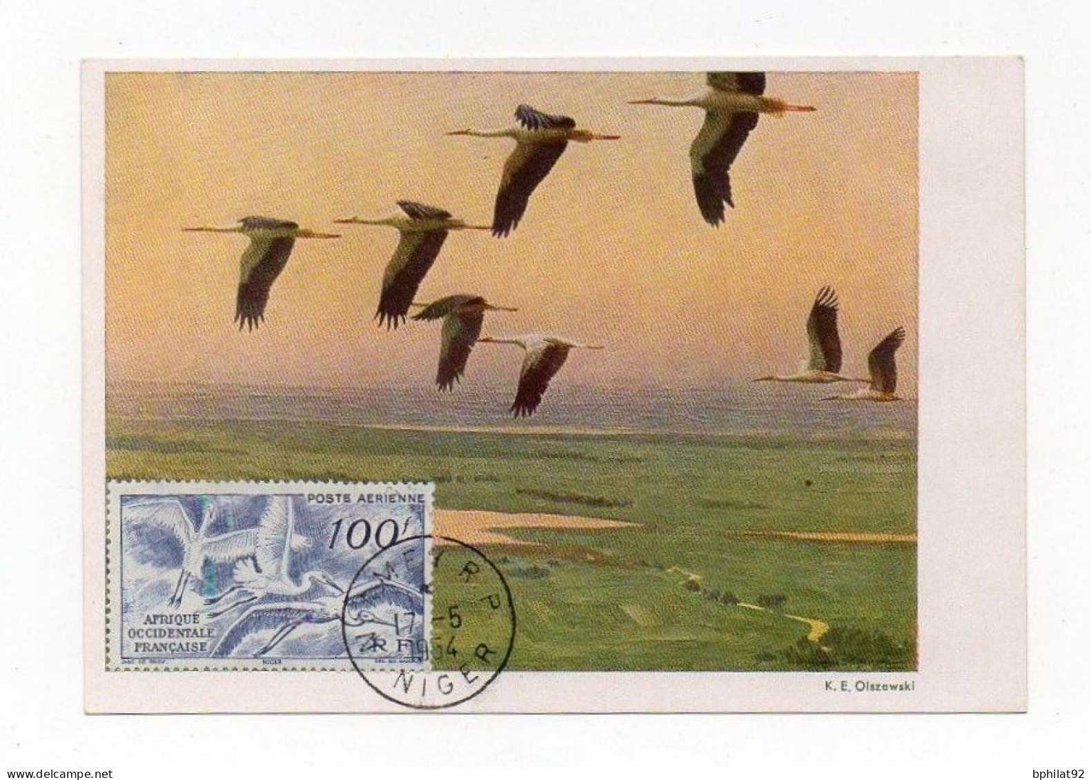 !!! AOF CARTE MAXIMUM OISEAUX 100 F DE POSTE AERIENNE CACHET DE NIAMEY DU 2/3/1960 - Covers & Documents