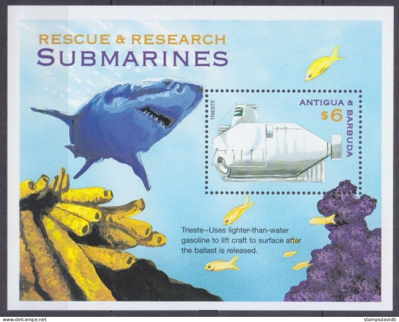 2000 Antigua And Barbuda 3326/B476 Marine Fauna - Submarines 6,00 € - Sous-marins