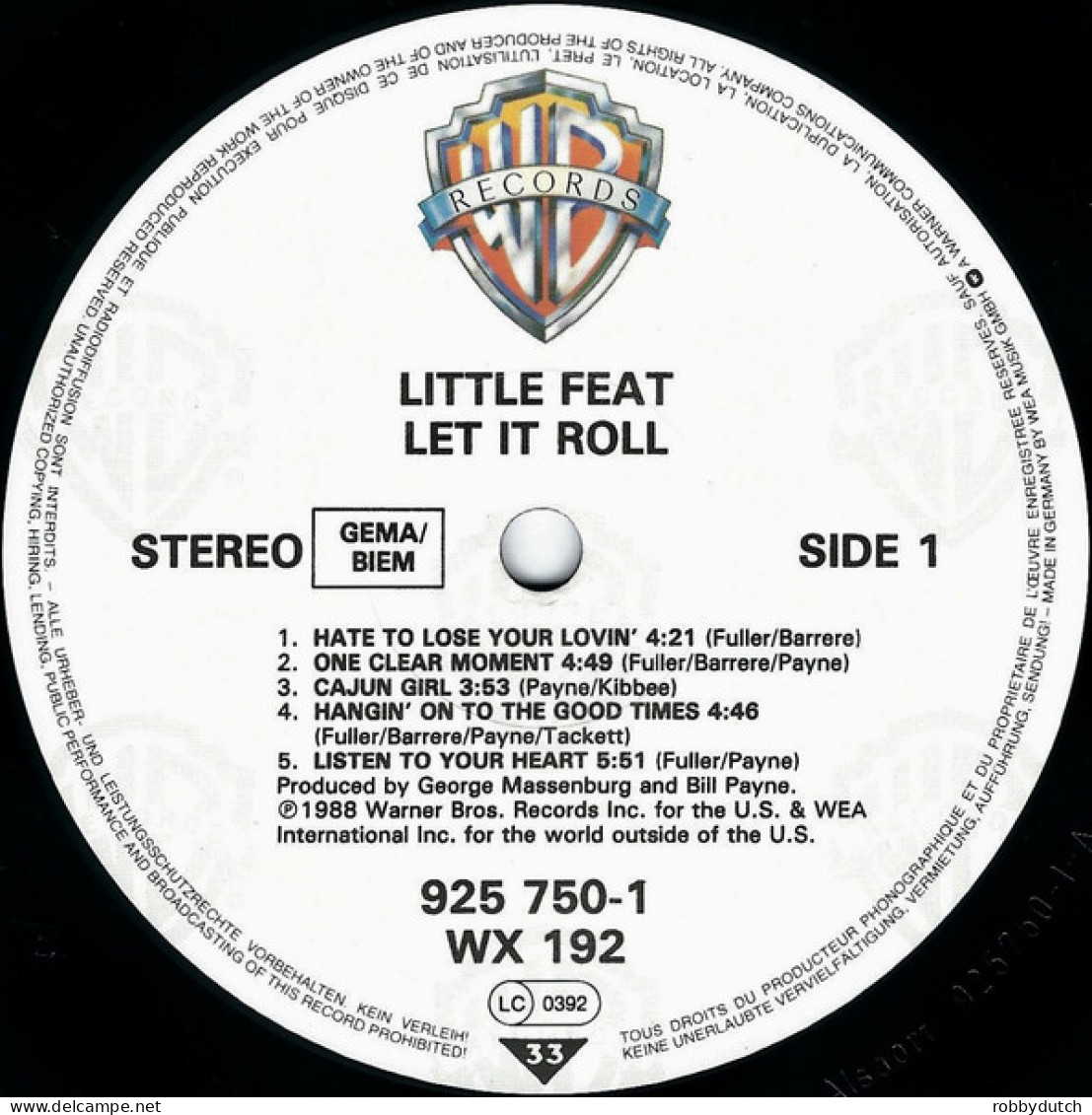 * LP *  LITTLE FEAT - LET IT ROLL (UK & Europe 1988 EX-) - Country En Folk