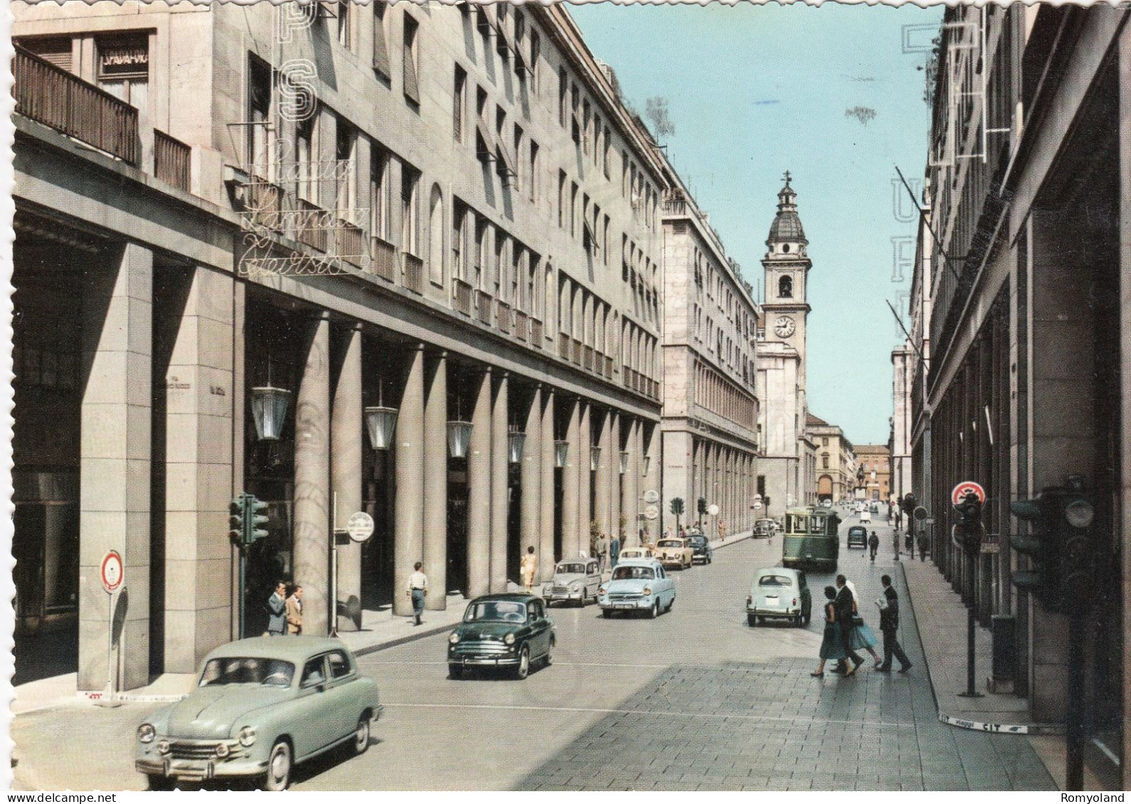 CARTOLINA  TORINO,PIEMONTE-VIA ROMA-STORIA,MEMORIA,CULTURA,RELIGIONE,IMPERO ROMANO,BELLA ITALIA,VIAGGIATA 1959 - Transports