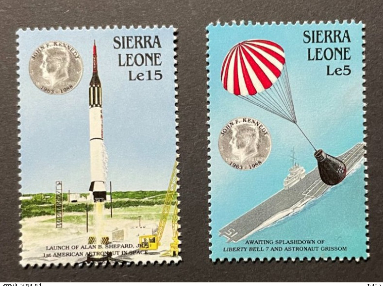 SIERRA LEONE 1988 - Mi 1123 + 1124 - ESPACE SPACE FUSEE SHEPARD GRISSOM - Estados Unidos