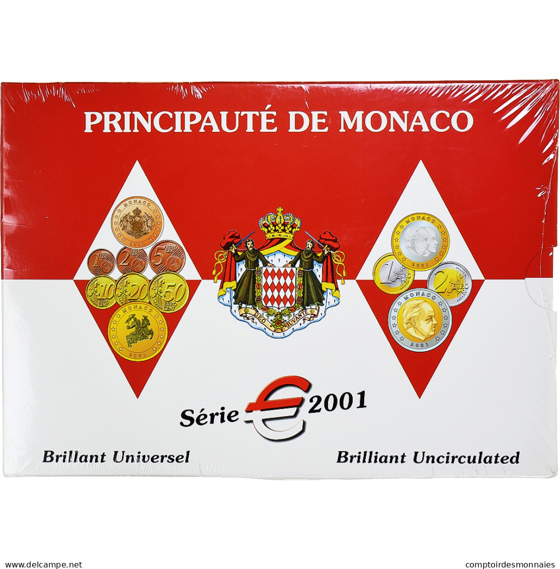 Monaco, Rainier III, Coffret 1c. à 2€, 2001, Monnaie De Paris, BU, FDC - Monaco