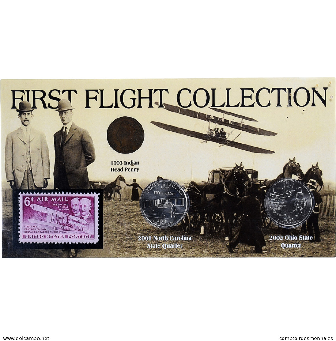 États-Unis, Indian Penny + Washington States Quarters, First Flight Collection - Jahressets