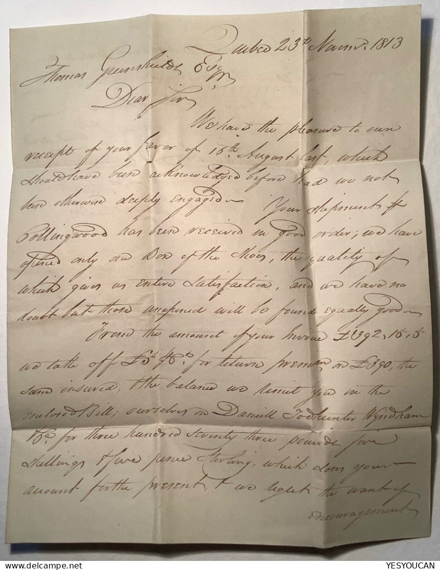 Canada 1813 QUEBEC SHIP LETTER Stampless Entire Letter>Kilmarnock, Scotland GB  (mail Cover Poste Maritime - ...-1851 Vorphilatelie