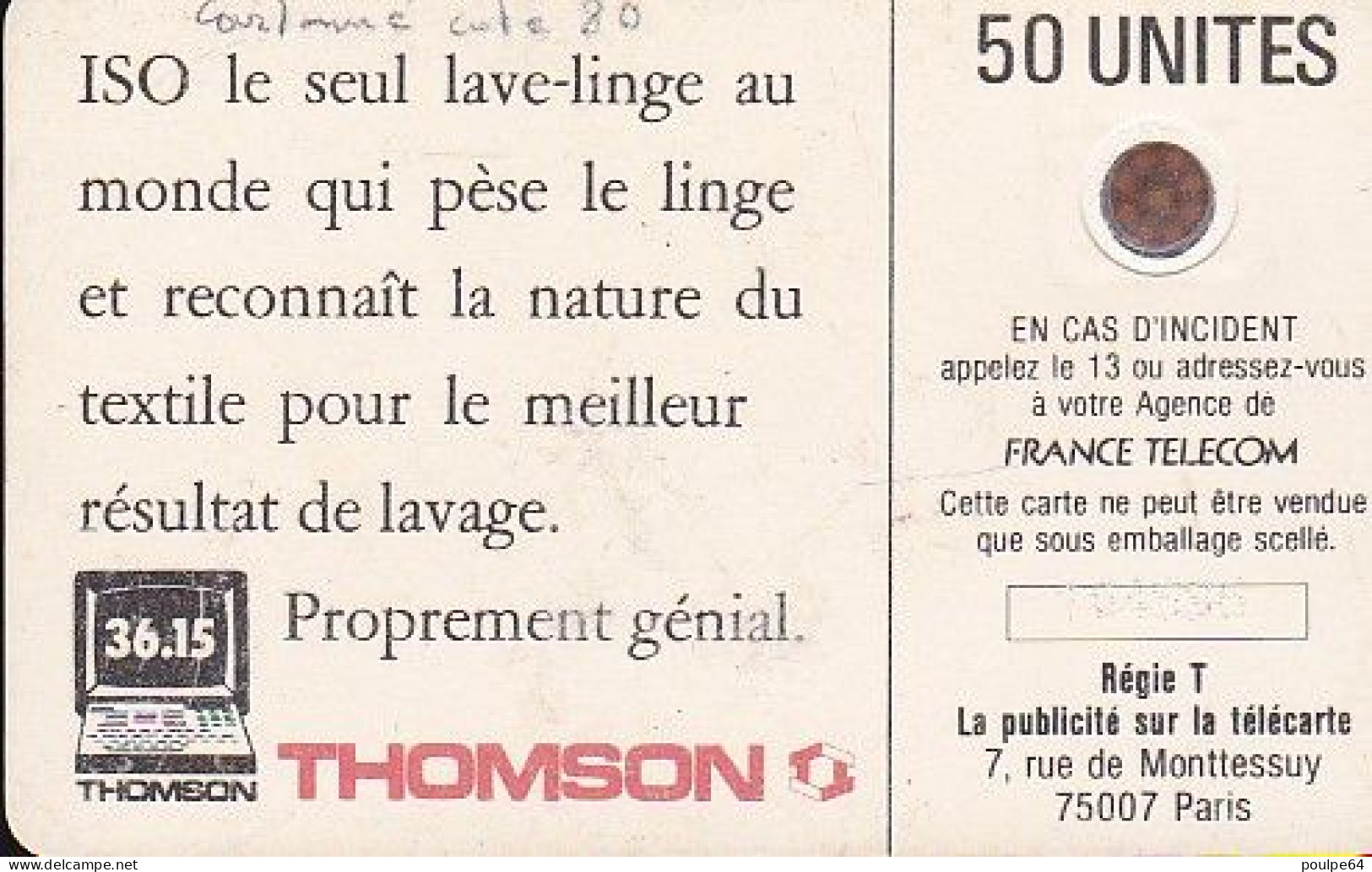 F46B 01/1989 ISO THOMSON 50 SC4on (non Glacée) - 1989