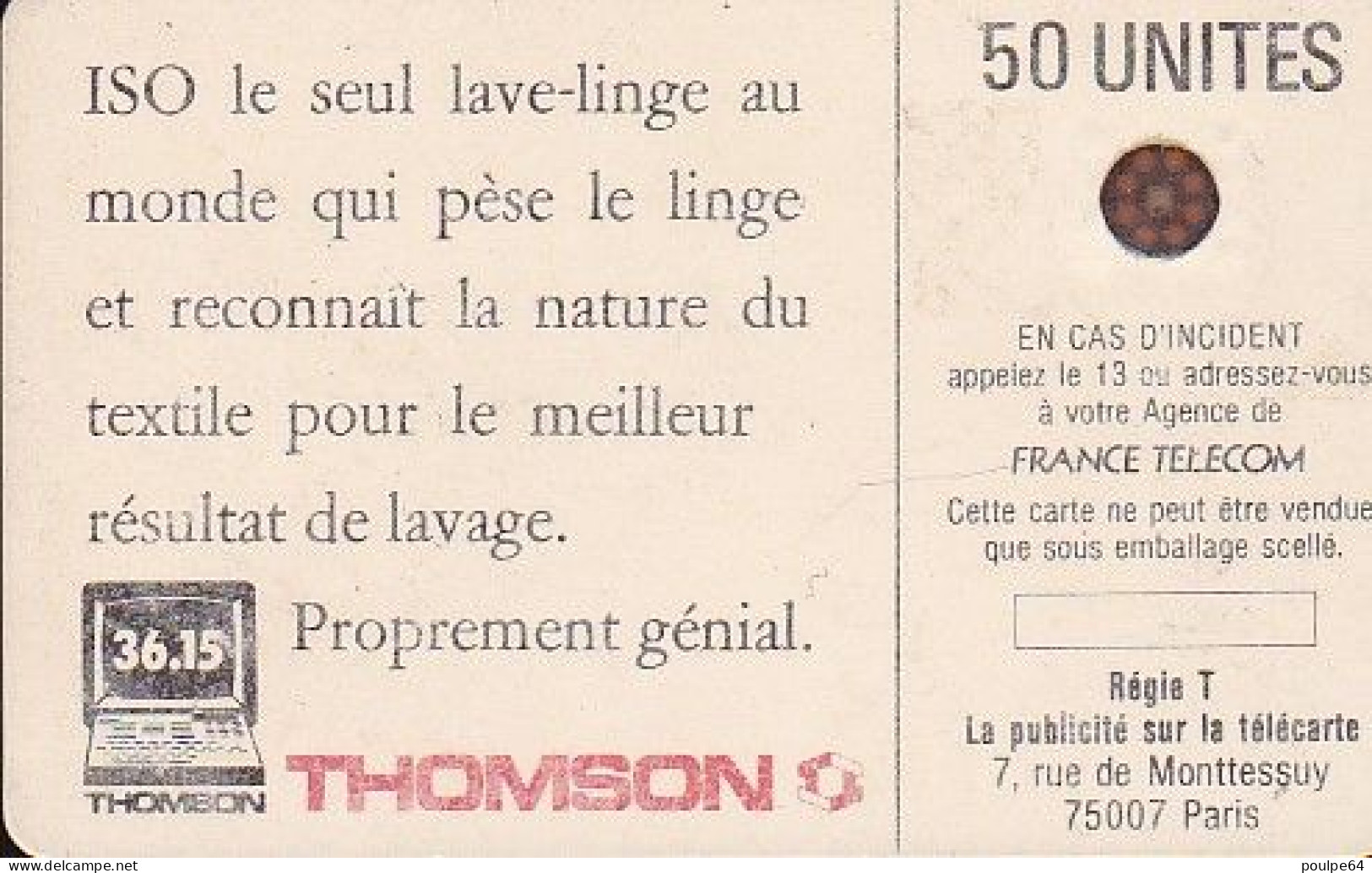 F46B 01/1989 ISO THOMSON 50 SC4on (non Glacée) - 1989