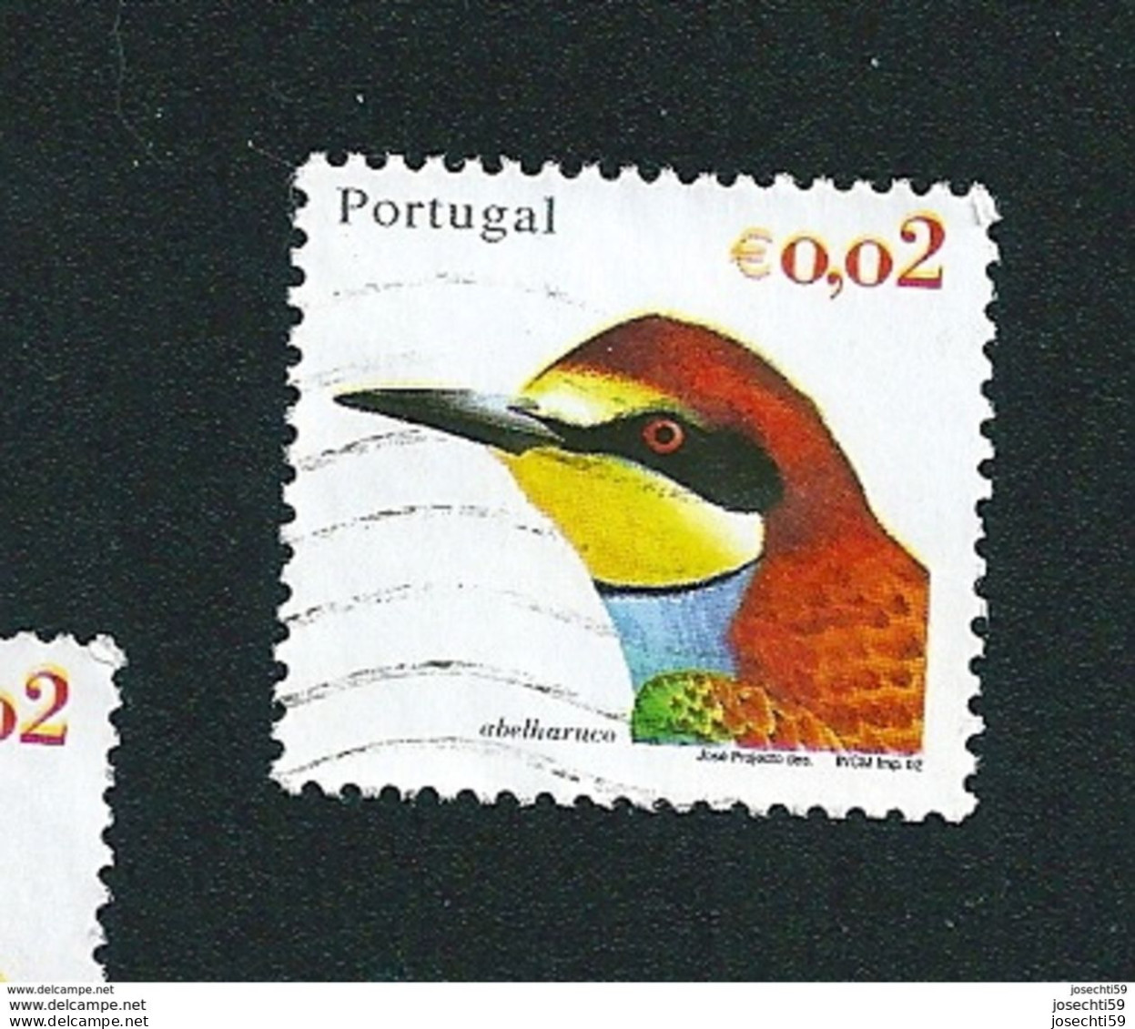 N° 2549 Oiseau Du Portugal Abelharuco   0.02 € Oblitéré Timbre  Portugal 2002 - Usati