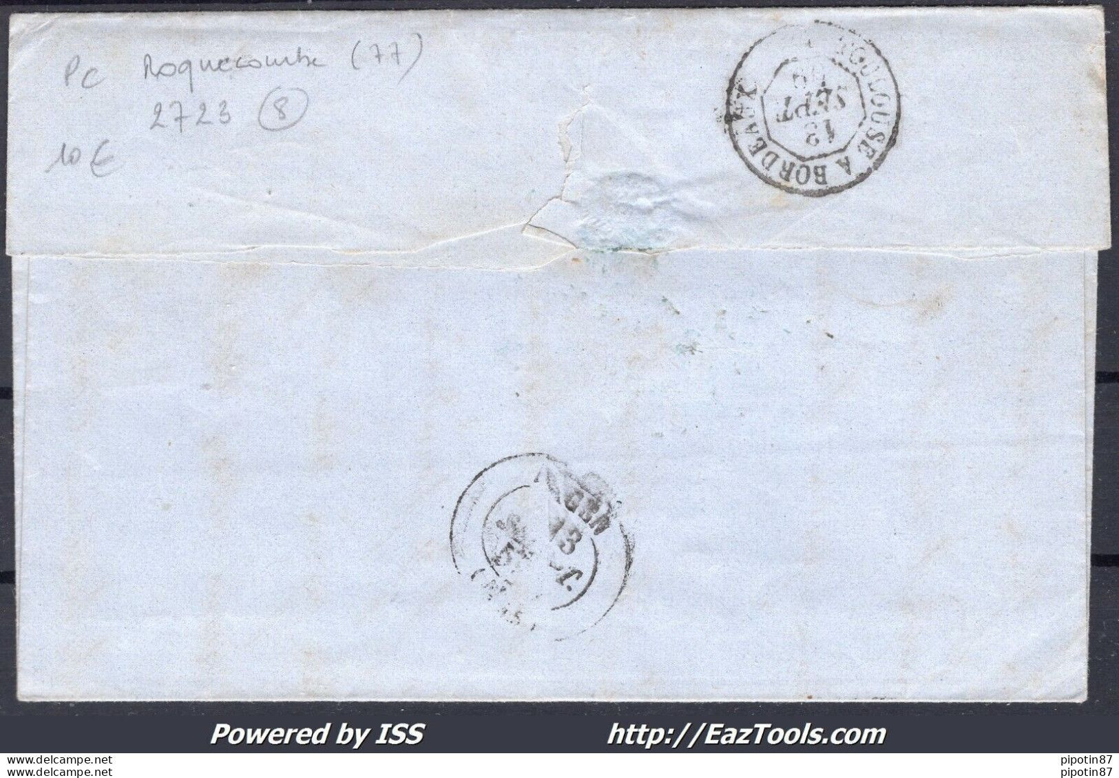 FRANCE N°14A SUR LETTRE POUR AGEN PC 2723 ROQUECOURBE TARN + CAD DU 12/09/1859 - 1853-1860 Napoleon III