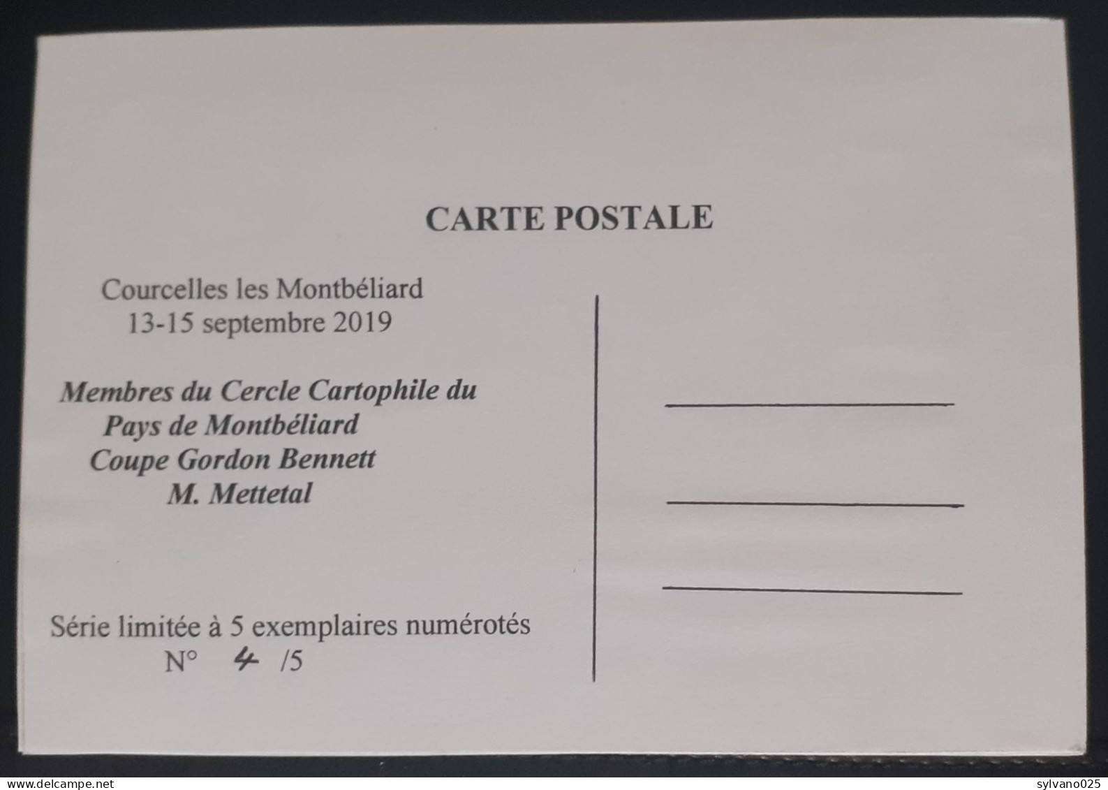 Coupe Gordon Bennett 2019   -  Montbéliard - Covers & Documents