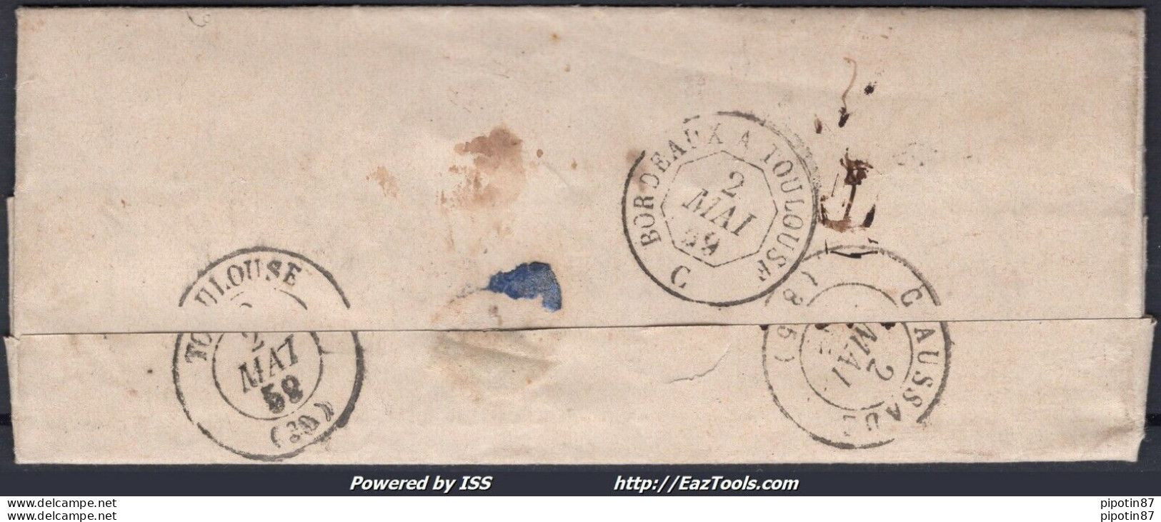 FRANCE EMPIRE N°14A SUR LETTRE PC 2592 PUY LA ROQUE TARN ET GARONNE 01/05/1859 - 1853-1860 Napoleon III