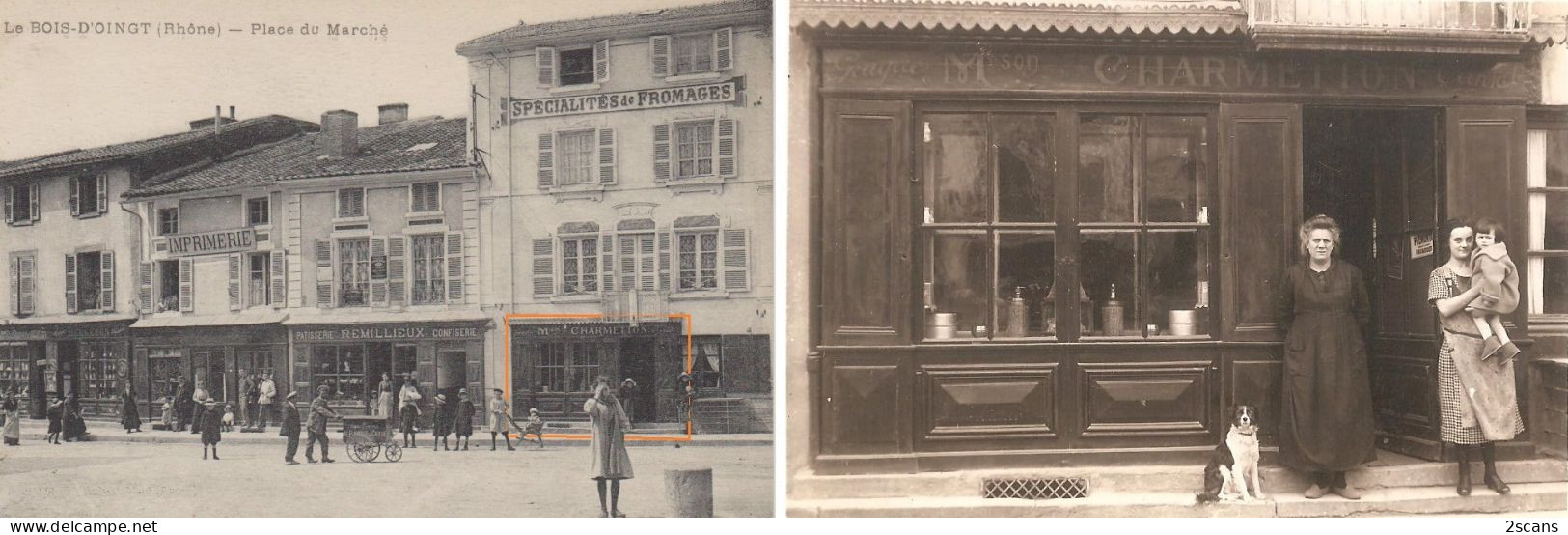 69 - LE BOIS-D'OINGT (place De La République) - CARTE-PHOTO Devanture FROMAGERIE CHARMETTON - (fromage, Gruyère, Cantal) - Le Bois D'Oingt