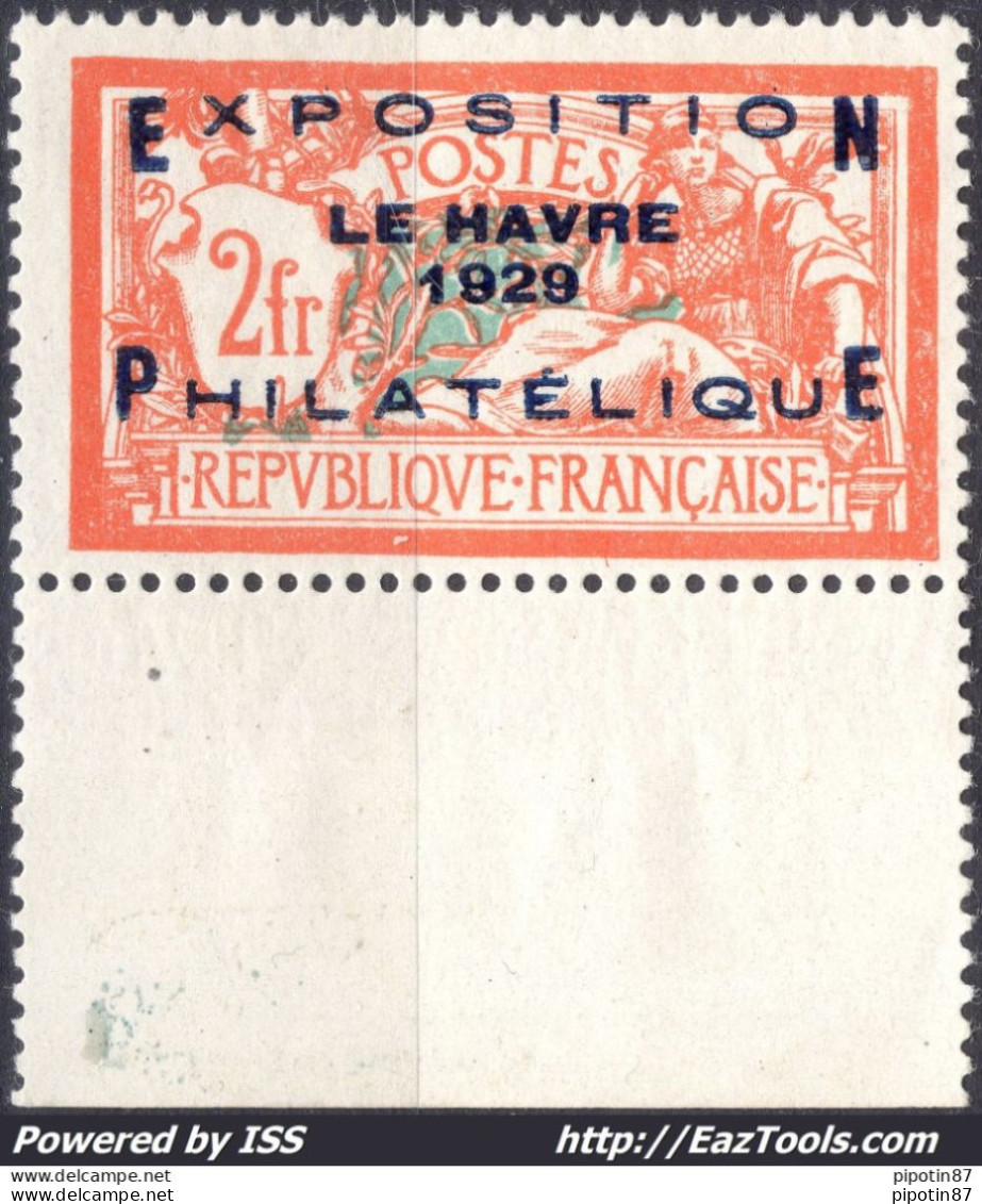 FRANCE EXPO PHILATELIQUE DU HAVRE 1929 N° 257A EN BDF NEUF * AVEC CHARNIERE SIGNÉ CALVES - Nuevos