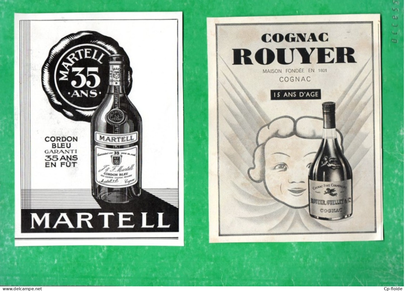 2 PUBLICITÉS . VIN . APÉRITIF . " MARTEL . CORDON BLEU " & " COGNAC ROUYER " - Réf. N°971F - - Alcohol