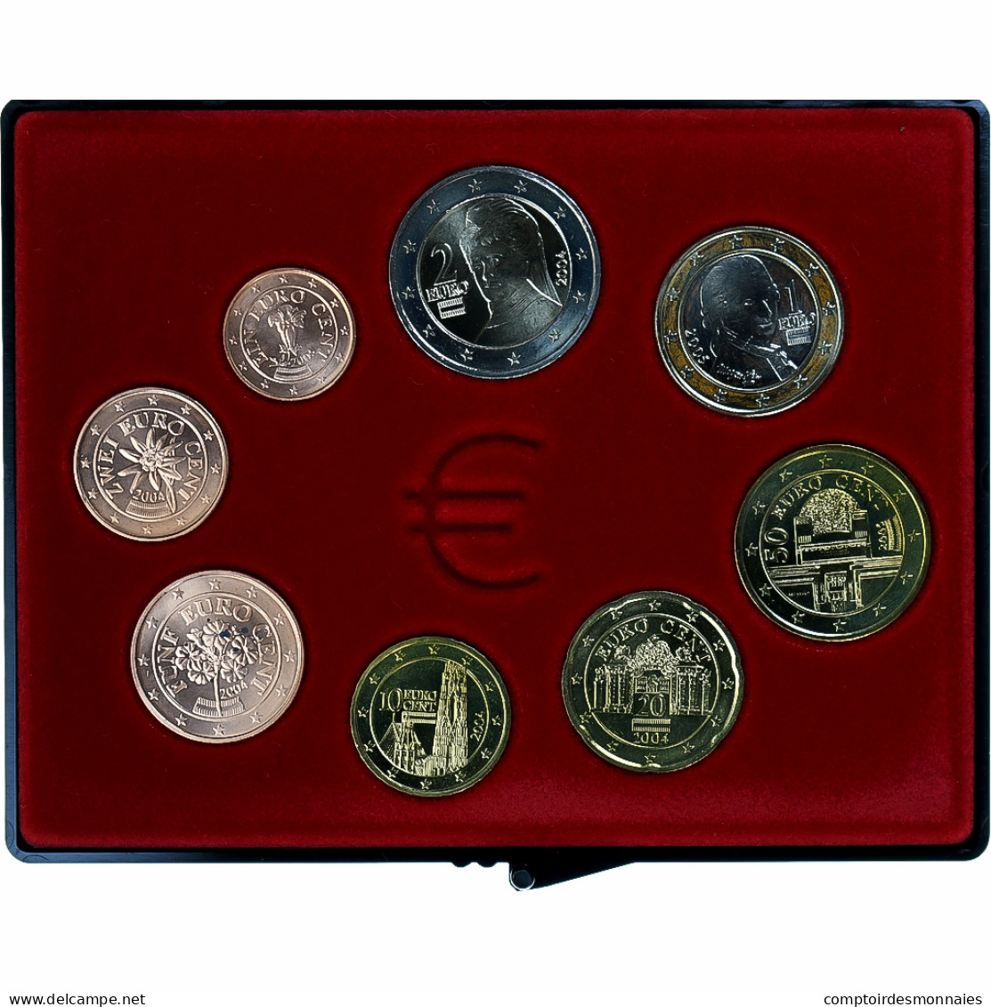 Autriche, Plaquette 1c. à 2€, 2004-2005, Vienna, FDC - Autriche