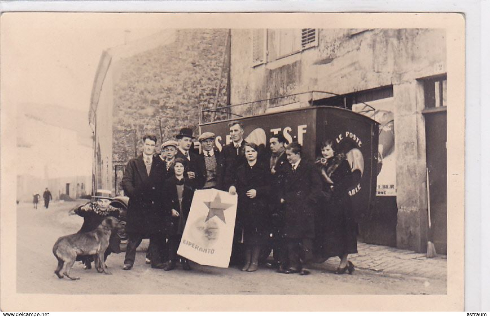 Cpa / Photo-esperanto-membres Esperantistes Devant Une Camionnette Poste TSF - Esperanto