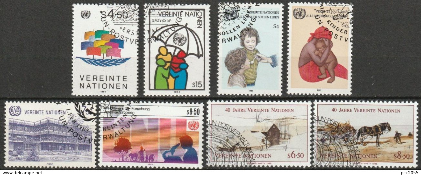 UNO Wien 1985 MiNr.47 - 54 Gestempelt Jahrgang Ohne Block ( EK 190/2) - Used Stamps