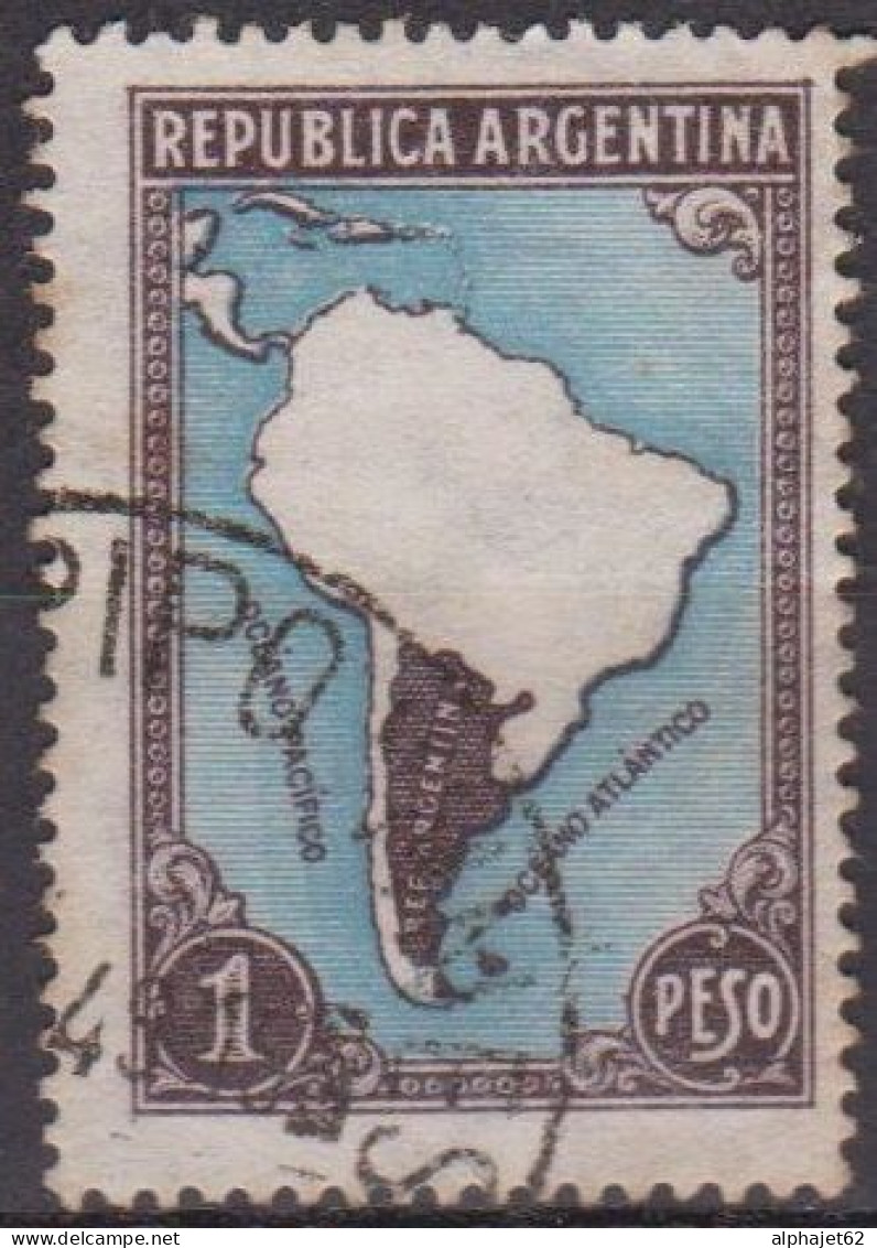 Carte Géographique - ARGENTINE - N° 386 - 1937 - Usados