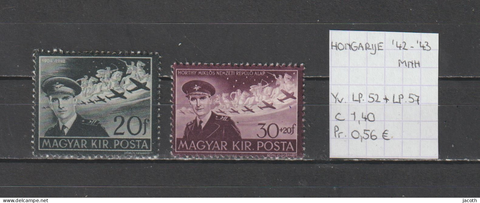 (TJ) Hongarije 1942-'43 - YT LP. 52 + 57 (postfris/neuf/MNH) - Ongebruikt