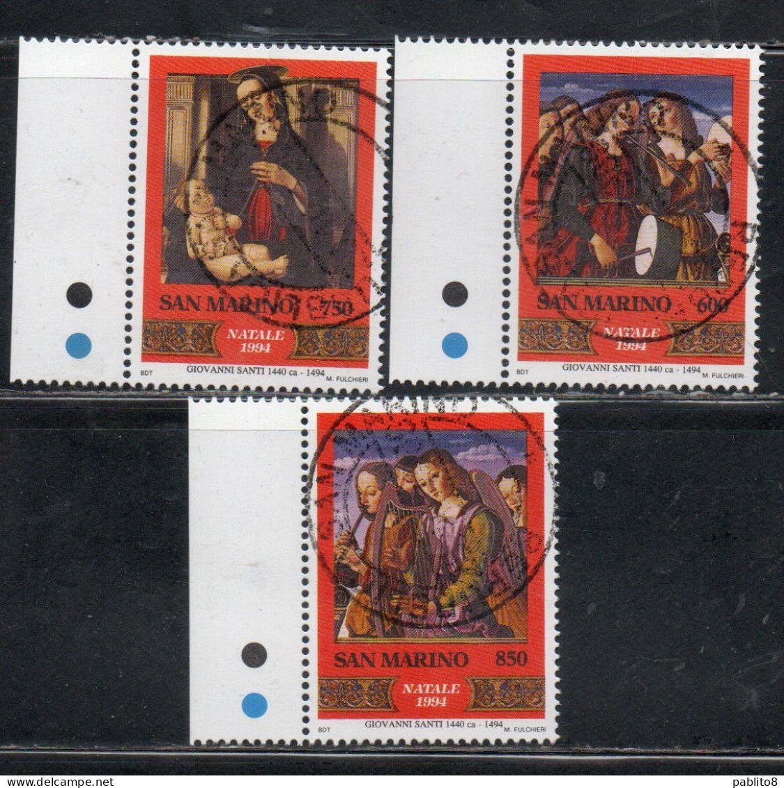 REPUBBLICA DI SAN MARINO 1994 NATALE CHRISTMAS NOEL WEIHNACHTEN NAVIDAD SERIE COMPLETA COMPLETE SET USATA USED OBLITERE' - Usati